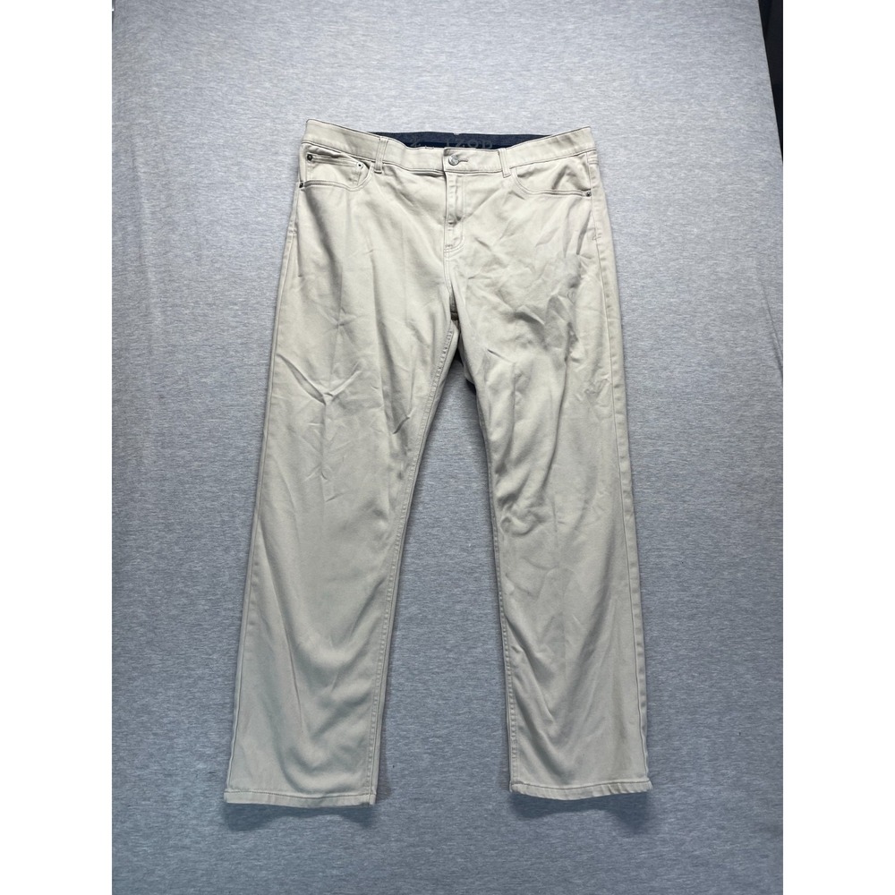 IZOD Jeans Mens 40x32 (41x30) Beige Denim Stretch Regular Fit Straight Leg